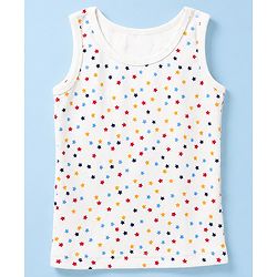 Babyhug Knit Full Sleeves Vests & Pant Thermal Inner Wear with Star Print - Offwhite