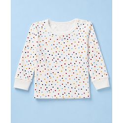 Babyhug Knit Full Sleeves Vests & Pant Thermal Inner Wear with Star Print - Offwhite