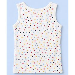 Babyhug Knit Full Sleeves Vests & Pant Thermal Inner Wear with Star Print - Offwhite
