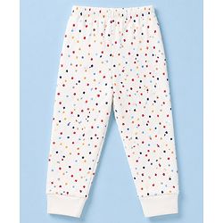 Babyhug Knit Full Sleeves Vests & Pant Thermal Inner Wear with Star Print - Offwhite