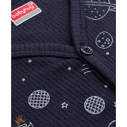 Babyhug Knit Full Sleeves Space Theme Printed Thermal Inner Wear Set - Navy