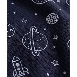 Babyhug Knit Full Sleeves Pullover Space Theme Printed Thermal Inner Wear Set with Vest - Charcoal Grey