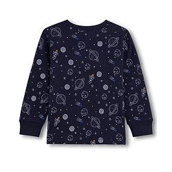Babyhug Knit Full Sleeves Pullover Space Theme Printed Thermal Inner Wear Set with Vest - Charcoal Grey