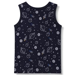Babyhug Knit Full Sleeves Pullover Space Theme Printed Thermal Inner Wear Set with Vest - Charcoal Grey