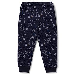 Babyhug Knit Full Sleeves Pullover Space Theme Printed Thermal Inner Wear Set with Vest - Charcoal Grey