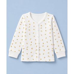 Babyhug Knit Full Sleeves Floral Printed Co-Ords Thermal Inner Wear Set - OffWhite