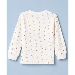 Babyhug Knit Full Sleeves Floral Printed Co-Ords Thermal Inner Wear Set - OffWhite
