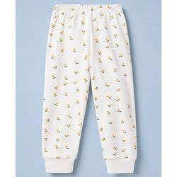 Babyhug Knit Full Sleeves Floral Printed Co-Ords Thermal Inner Wear Set - OffWhite