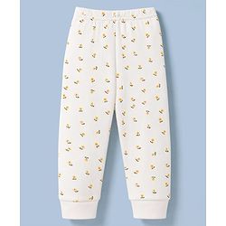 Babyhug Knit Full Sleeves Floral Printed 3 pcs Pullover, Vest & Legging Thermal Wear - Offwhite