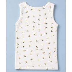 Babyhug Knit Full Sleeves Floral Printed 3 pcs Pullover, Vest & Legging Thermal Wear - Offwhite