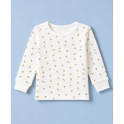 Babyhug Knit Full Sleeves Floral Printed 3 pcs Pullover, Vest & Legging Thermal Wear - Offwhite