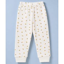 Babyhug Knit Full Sleeves Floral Printed 3 pcs Pullover, Vest & Legging Thermal Wear - Offwhite
