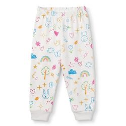 Babyhug Knit Full Sleeves Vests & Pant Thermal Inner Wear with Home Sun Floral Kitten Print - Offwhite