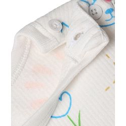 Babyhug Knit Full Sleeves Vests & Pant Thermal Inner Wear with Home Sun Floral Kitten Print - Offwhite