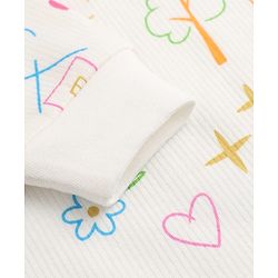 Babyhug Knit Full Sleeves Vests & Pant Thermal Inner Wear with Home Sun Floral Kitten Print - Offwhite