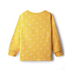 Babyhug Knit Full Sleeves Star Printed Thermal Inner Wear Set - Yellow