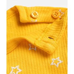 Babyhug Knit Full Sleeves Pullover Star Printed Thermal Inner Wear Set with Vest - Yellow