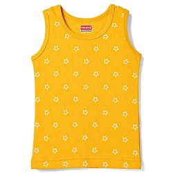 Babyhug Knit Full Sleeves Pullover Star Printed Thermal Inner Wear Set with Vest - Yellow