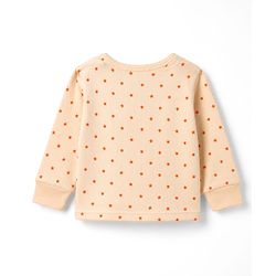 Babyhug Knit Full Sleeves Front Open Thermal Inner Wear Set with star Print - Light Peach