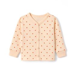 Babyhug Knit Full Sleeves Front Open Thermal Inner Wear Set with star Print - Light Peach
