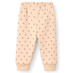Babyhug Knit Full Sleeves Front Open Thermal Inner Wear Set with star Print - Light Peach