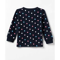 Babyhug Cotton Mix Knit Vest & Pant Thermal Set with Polka Dots in Navy Blue