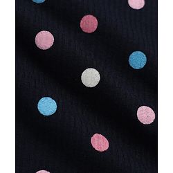 Babyhug Cotton Mixes Knit Half Sleeves Vest, Full Sleeve Pullover & Legging Thermal Set with Polka Dots Print - Navy Blue