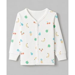 Babyhug Knit Full Sleeves Tropical Theme Printed Co-Ords Thermal Inner Wear - OffWhite