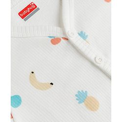 Babyhug Knit Full Sleeves Tropical Theme Printed Co-Ords Thermal Inner Wear - OffWhite