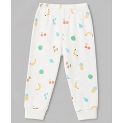 Babyhug Knit Full Sleeves Tropical Theme Printed Co-Ords Thermal Inner Wear - OffWhite