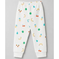 Babyhug Knit Full Sleeves Tropical Theme Printed Co-Ords Thermal Inner Wear - OffWhite