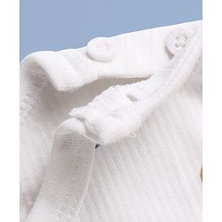 Babyhug Knit Full Sleeves Vehicles Printed Co-Ords Three Piece Pullover Vest & Pant Thermal Inner Wear Set - White