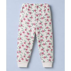Babyhug Cotton Knit Thermal Inner wear With Floral Print - White