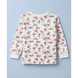 Babyhug Cotton Knit Thermal Inner wear With Floral Print - White