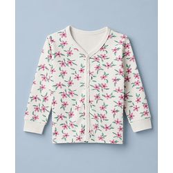 Babyhug Cotton Knit Thermal Inner wear With Floral Print - White