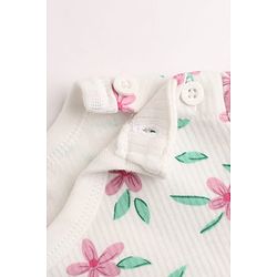 Babyhug Cotton Knit Full Sleeves Pullovers & Legging Thermal Inner Wear With Floral Print - White