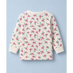 Babyhug Cotton Knit Full Sleeves Pullovers & Legging Thermal Inner Wear With Floral Print - White