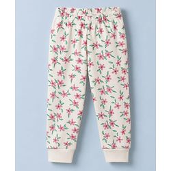 Babyhug Cotton Knit Full Sleeves Pullovers & Legging Thermal Inner Wear With Floral Print - White