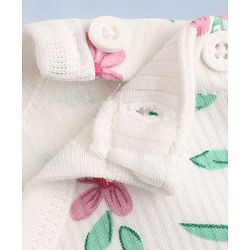 Babyhug Cotton Knit Full Sleeves Pullovers & Legging Thermal Inner Wear With Floral Print - White