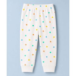 Babyhug Knit Full Sleeves Star Printed Co-Ords Vest & Pyjama Thermal Inner Wear Set - OffWhite