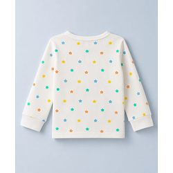 Babyhug Knit Full Sleeves Star Printed Co-Ords Vest & Pyjama Thermal Inner Wear Set - OffWhite