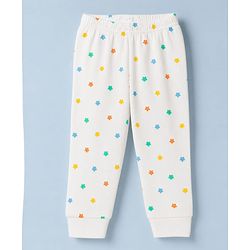 Babyhug Knit Full Sleeves Star Printed Co-Ords Vest & Pyjama Thermal Inner Wear Set - OffWhite