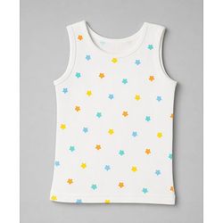 Babyhug Knit Full Sleeves Star Printed Co-Ords Pullover Vest & Leggings Thermal Inner Wear Set With Vest - White