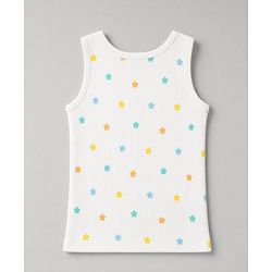 Babyhug Knit Full Sleeves Star Printed Co-Ords Pullover Vest & Leggings Thermal Inner Wear Set With Vest - White