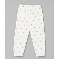 Babyhug Knit Full Sleeves Star Printed Co-Ords Pullover Vest & Leggings Thermal Inner Wear Set With Vest - White