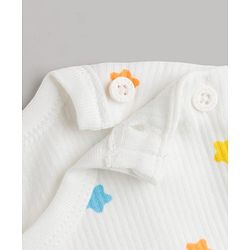 Babyhug Knit Full Sleeves Star Printed Co-Ords Pullover Vest & Leggings Thermal Inner Wear Set With Vest - White