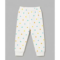 Babyhug Knit Full Sleeves Star Printed Co-Ords Pullover Vest & Leggings Thermal Inner Wear Set With Vest - White