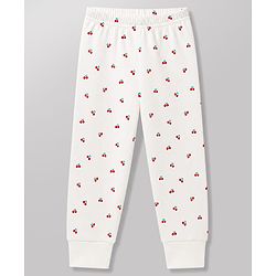 Babyhug Knit Full Sleeves Berry Printed Co-Ords Thermal Inner Wear Set -Off White