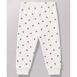 Babyhug Knit Full Sleeves Berry Printed Co-Ords Thermal Inner Wear Set -Off White