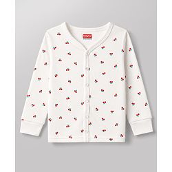 Babyhug Knit Full Sleeves Berry Printed Co-Ords Thermal Inner Wear Set -Off White
